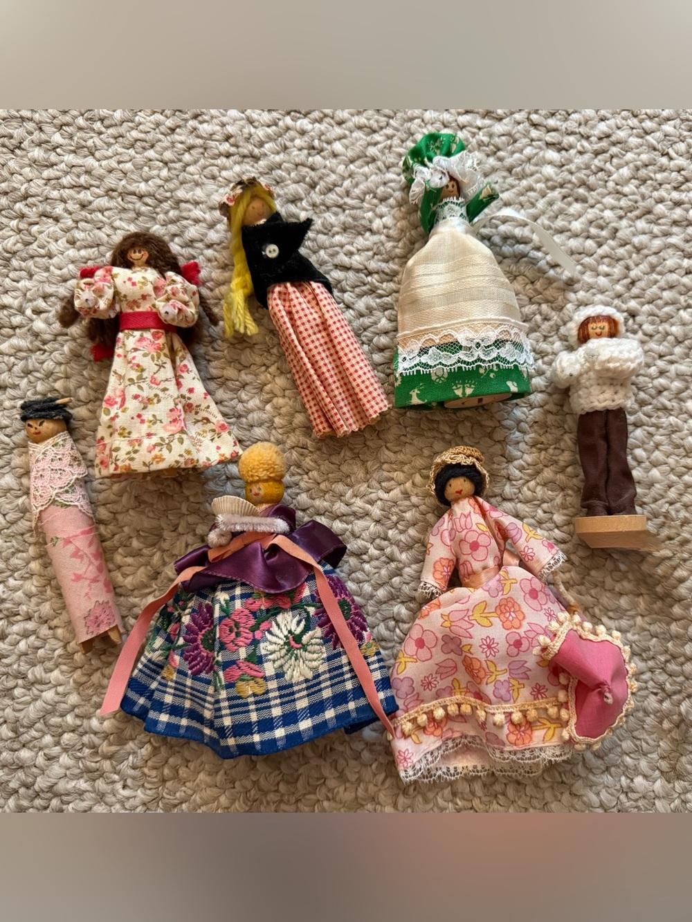Vintage Clothespin Doll Lot - (Multicolor)